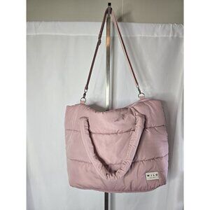 Wilo The Label Dusty Pink Quilted Puffer Tote Bag With Crossbody Strap-READ INFO